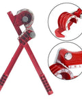 Heavy Duty Manual Tube Bender For Copper Aluminum Steel Brass Pipes, precise angle markings, compact hand tool for plumbers.