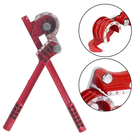 Heavy Duty Manual Tube Bender For Copper Aluminum Steel Brass Pipes, precise angle markings, compact hand tool for plumbers.