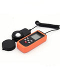Pro Grade Digital Illuminance Meter With 01Lux 001Fc High Resolution Display Solar Irradiance Meter And Light Meter Ultraviolet Tester Solar Power Tester Auto Data Logging Max Min Recording Reading Lock Data Capture, orange handheld unit with sensor