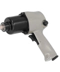 Heavy Duty Workhorse 1/4 Inch Square Drive Pneumatic Impact Wrench with aluminum casing for mechanics, close-up view.