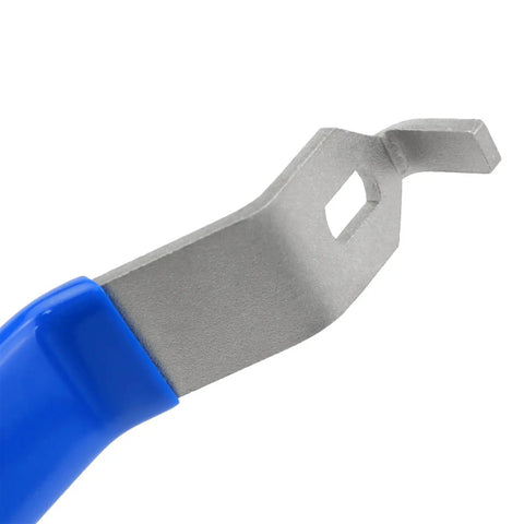 Close-up of Stainless Steel Ball Valve Handle DN25 Outdoor Faucet Replacement Accessory, featuring 10x6mm shaft and blue grip handle.