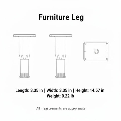 Diagram of Durable PP Plastic Adjustable Furniture Leg With Square Black Base For Leveling Beds And Cabinets 13 To 17.3 Inch Height