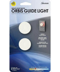 Automatic Plug In Led Night Light With Dusk To Dawn Sensor Works Out Of Box For Hallways And Stairs Stress Free Wall Outlet Installation Slim White Housing on packaging with two round lights.
