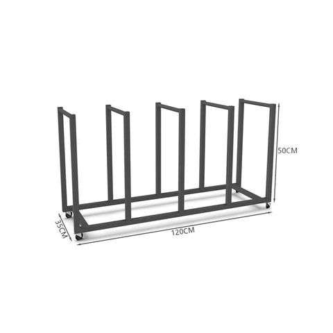 Heavy Steel Rolling Cart With Smooth Locking Casters For Cardboard Storage And Canvas Drying, 120cm x 50cm frame.