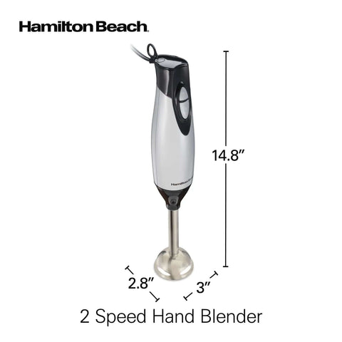 Kickass 4 In 1 Electric Immersion Hand Blender With Whisk And 3 Cup Vegetable Chopper Bowl Dual Speed Settings ergonomic hand blender with stainless steel finish, measuring 14.8" tall.