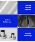 Heavy Duty Linear Guide Bushings With Dual Rubber Seals And Double Cut Edges Delivering Slick Glide Motion And Boss Level Precision For Kickass Performance On Cnc Systems And 3d Printers showing built-in ball bearings and selected materials.