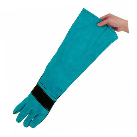 Pet Grooming Gloves For Dogs And Cats With Long Sleeve Protective Faux Leather, Safe Handling And Bath Time