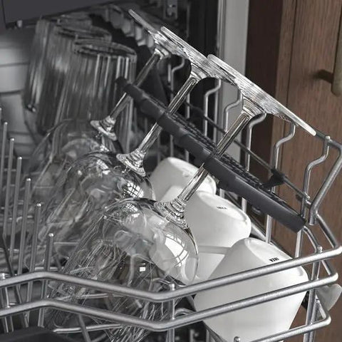 Swedish Engineered Integrated Dishwasher 60 Cm Wide Silent Heavy Duty Kitchen Workhorse with clean glassware and dishes.