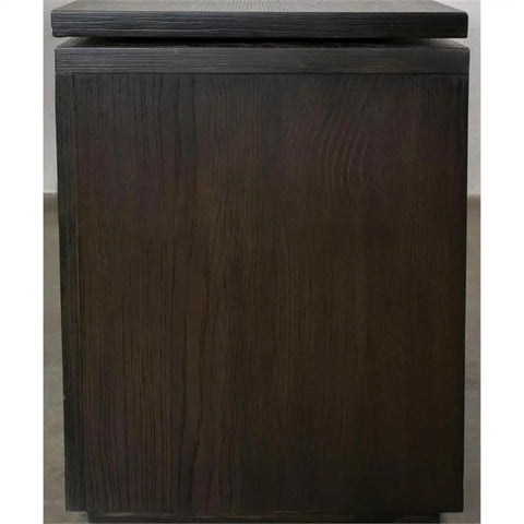 Close-up of the dovetail drawer of the L Shaped Lift Top Standing Desk 56 Inch Wide Hardwood Corner Workstation