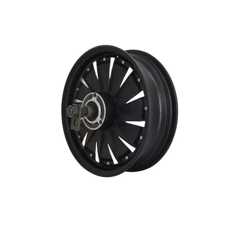 Heavy Hitter 3000W 72V 12 Inch Hub Motor For Electric Scooter Upgrade showcasing a black wheel with internal gearing for smooth rides.
