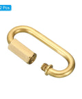 Heavy Hitting 4mm Copper Chain Quick Links, 2 Pack Screw Locking Connectors And Oval Snap Rings Built Tough As Nails To Carry 44 Lbs For Backpacks Tents And Chandeliers, Killer Brass Tone Hardware, close-up view of a brass quick link.