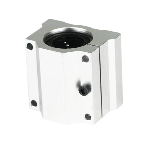 Heavy Duty Linear Guide Bushing SC10AJ SC12AJ Precision Slider Bearing Unit for 10mm and 12mm shafts, silver steel design.