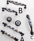 Assorted Blue Ceramic Cabinet Pulls For Kitchen And Bathroom Heavy Duty Porcelain Drawer Pulls Zinc Alloy Base Modern Durable