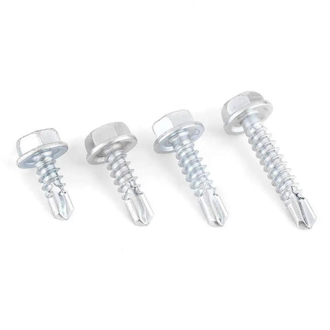 All In One Self Tapping Screw Kit 200 Piece Durable Zinc Iron Screws With Thread Storage Case, four different screw sizes shown