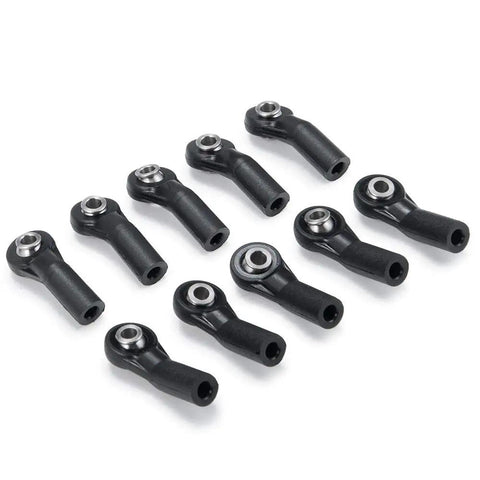 10 Pack M3 Plastic Rod Ends Black For One Tenth Axial D90 SCX10 RC Crawler Cars Dope Bent Ball Ends Injection Molded Durable Rod End Set For Precise Steering Strong Linkage Upgrade, black plastic M3 RC crawler rod ends