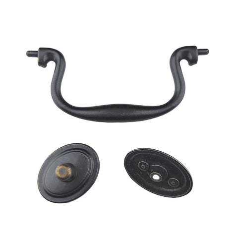 4 Pack Antique Iron Black Drawer Pulls Droop Bail Handles for Kitchen Cabinets and Furniture Doors 102mm Center To Center Zinc Alloy Hardware