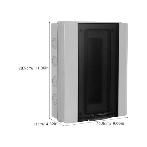 Heavy Duty Weatherproof Outdoor Electrical Box With Reinforced Breaker Panel Cover, dimensions 28.9cm x 22.9cm x 11cm.