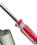 No Sweat One Way Screw Remover Extraction Tool For Tamper Proof Fasteners Size 8 To 10 with hardened steel tip and solid grip handle.