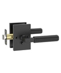 Black Privacy Door Handle Set With Keyless Interior Lock showcasing black matte finish and easy privacy button access for bedroom or bathroom.