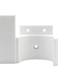 White plastic wall mount for Lego Shuttle Carrier Aircraft 10360, space-saving display bracket with hardware holes.