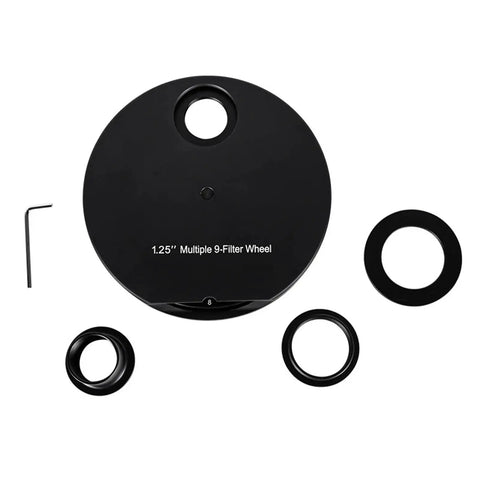 Pro Grade Full Metal 1.25 Inch Eyepiece Filter Wheel With Nine Position Quick Switch for Astronomy Telescopes, front view