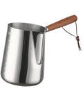 Turkish Warmer Coffee Pot Frothing Pitcher 1000ml Stainless Steel Milk Warmer Teapot with wooden handle for latte art.