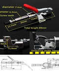 Push-Pull Type Quick-Release Toggle Clamp Set For Woodworking, Horizontal Pneumatic Fixture Clamp, dimensions labeled