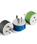 Type I Travel Power Plug Adapter With 2 USA Inputs For Australia New Zealand And China Safe Grounded 3 Pack Works With Phones Laptops Cameras CPAP