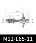 M12-11 Series Big Head Pneumatic Manipulator Rubber Sucker Silicone Industrial Vacuum Suction Cup Mount, showing dimensions and connection points.