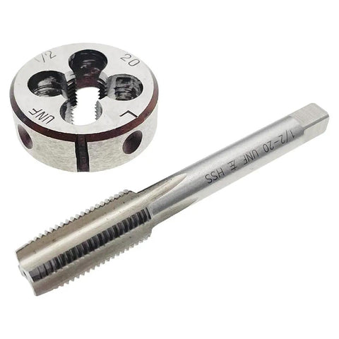 Pro Grade Left Hand Half Inch By Twenty UNF Tap And Die Set For Milling And Machining, HSS tap, alloy die for precise threads