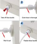 Installation steps for High Flow Bottled Water Dispenser Pump System With Dual Inlet For 5 Gallon Jugs, showing hose connection.