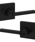 Casey Interior Privacy Door Lever With Lock For Bathroom And Bedroom Matte Black Reversible Turn Lock With Inside Release Tool