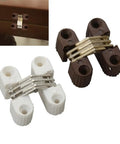 Six Pack Hidden Folding Door Hinges Concealed Barrel Pivot Connector Heavy Duty Furniture Hardware For Table Extensions in white and brown.