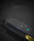 Close-up view of Slick Waterproof Smart Door Lock With True 3D Anti Spoof Fingerprint, featuring a keypad and fingerprint scanner.