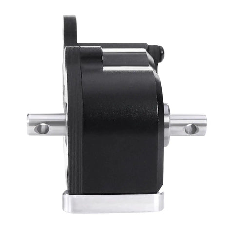 Side view of Ultralight Portal LCG Transmission Gearbox With Slipper Pad For One Tenth Scale Cheater Rigs in black aluminum case