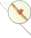Close-up of copper grounding rod with attached wire clamp