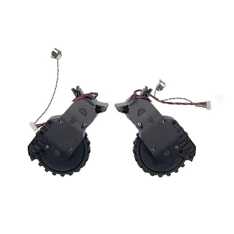 Left and Right Drive Wheel Set for Vacuum Robot STYTJ03ZHM, Replacement Walking Wheels With Silent Rotation And Adjustable Height For Thresholds And Carpets, Plug And Play Spare Parts For Cleaning Robot. Image of drive wheel set for vacuum robot, showing wiring and gear mechanisms.