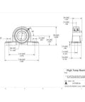 Technical drawing of 1-1/2 Inch Set Screw Mounted Pillow Block Bearing Pack Of 2 With 52100 Alloy Steel ABEC-1 Bearings.