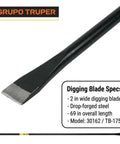 Post Hole Digger And Tamping Bar For Heavy Duty Groundwork, drop-forged steel, digger and tamping bar with spec details