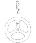 Diagram of 70mm Tri Spoke Carbon Wheel For Road Bike 700C Clincher Rear Wheel with measurements and Toray T700 rim