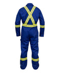 Back view of Flame Resistant High Visibility Hi Vis Coverall In Royal Blue, 88 Percent Cotton And 12 Percent Nylon Twill, 7 Oz, Size Large.