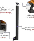 Heavy Duty Metal Hand Railing Spindles With Rock Solid Square Stair Balusters And Two Hundred Seventy Degree Pivot Bracket For Top Shelf Porch Deck Banisters Indoors Or Outdoors Ninety Centimeters One Pack post height and bracket details.