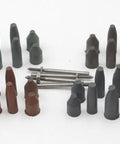 Rubberized Abrasive Point And Mandrel Set Kit No 767 with 5 shapes and 2 mandrels for rotary tools, ideal for metal work and hobby projects