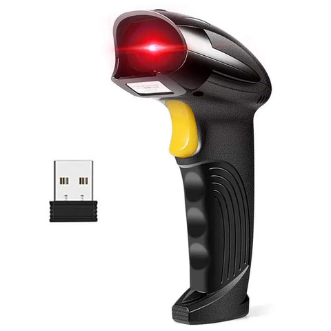 Wireless Laser Barcode Scanner Reader For Library Books Warehouse Inventory And Retail Store USB 2.4G Cordless Handheld Scanner With USB Charging Cable Fast Easy Scan For Books Packages Stock And Checkout