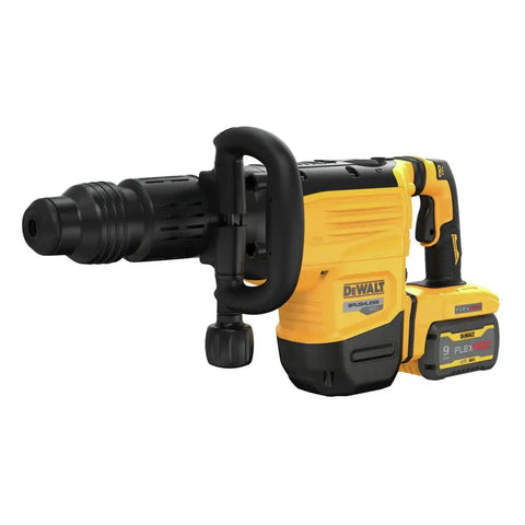 Badass 60V Max Cordless SDS Max Chipping Hammer Kit With Killer Impact Energy Active Vibration Control And Wireless Dust Extractor Sync, yellow and black.