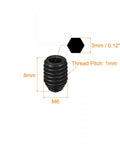 Built Tough M6 X 8mm Ball Point Set Screws With Spring Loaded Plunger 10 Pack High Carbon Steel showing detailed dimensions and thread pitch.