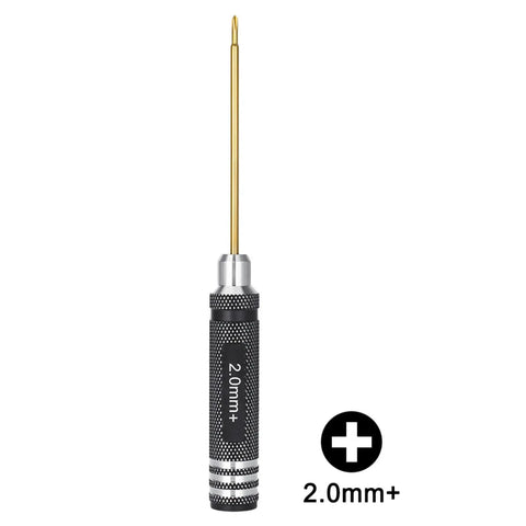 Precision 2.0Mm Phillips Screwdriver And 3.0Mm Nut Driver Set For 1 30 Scale RC Crawlers with a golden bit and black handle.