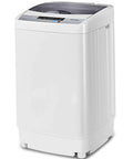 Straight Up Reliable Portable Full Automatic Washing Machine With Built In Drain Pump And Smart Digital Controls 12 Pound Capacity side view in white
