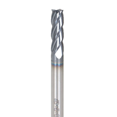 Carbide end mill, 3/16 in, 4-flute, straight shank, 2 in overall length