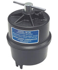 Black 1/4 NPT Submicronic Compressed Air Filter With 0.01 Micron Filtration 45 CFM Nominal 125 PSI Max, top view